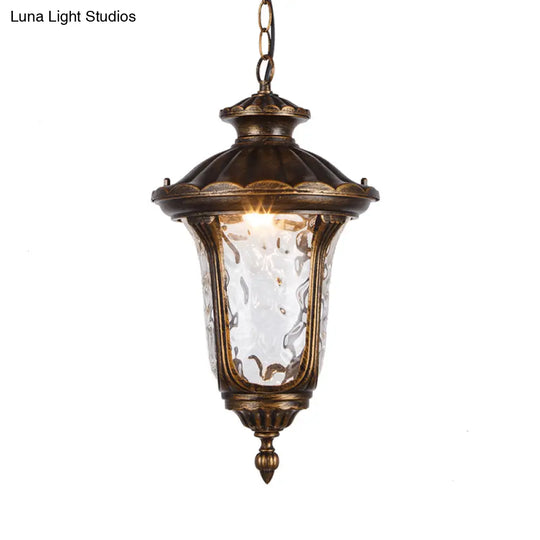 Clear Glass Patio Pendant Light With Farmhouse Style - Black/Bronze Finish