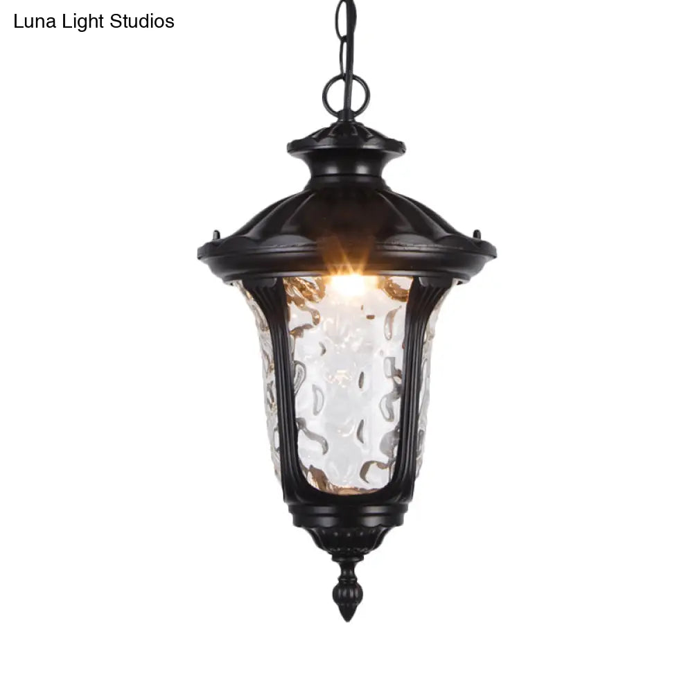 Clear Glass Patio Pendant Light With Farmhouse Style - Black/Bronze Finish