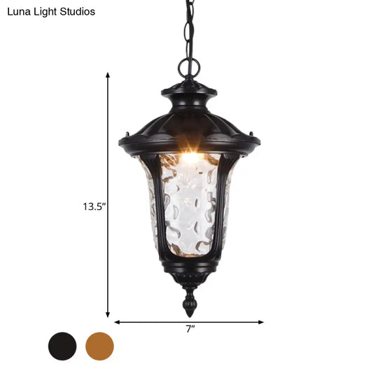 Clear Glass Patio Pendant Light With Farmhouse Style - Black/Bronze Finish