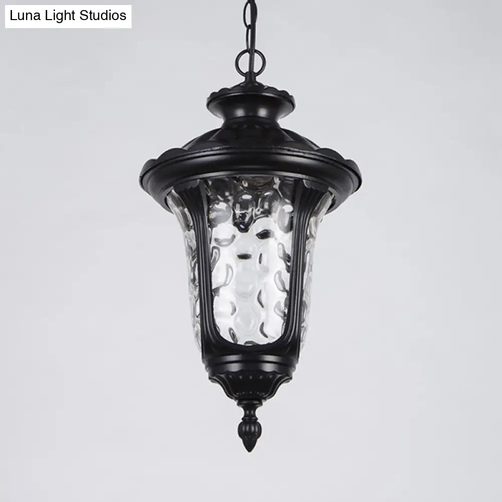 Clear Glass Patio Pendant Light With Farmhouse Style - Black/Bronze Finish