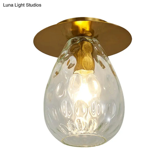 Clear Glass Pear - Shaped Dimple Flush Mount Lamp For Nordic Living Room