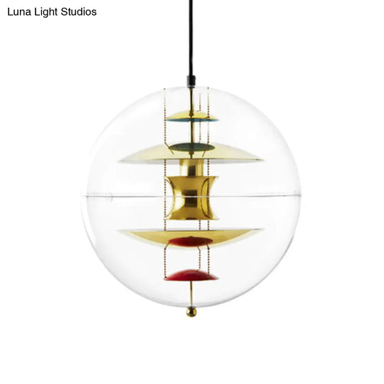 Clear Glass Pendant Light With Modern Styling And Layered Shade