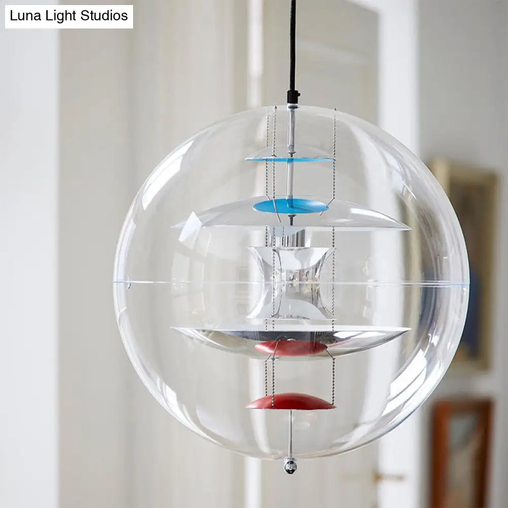 Clear Glass Pendant Light With Modern Styling And Layered Shade