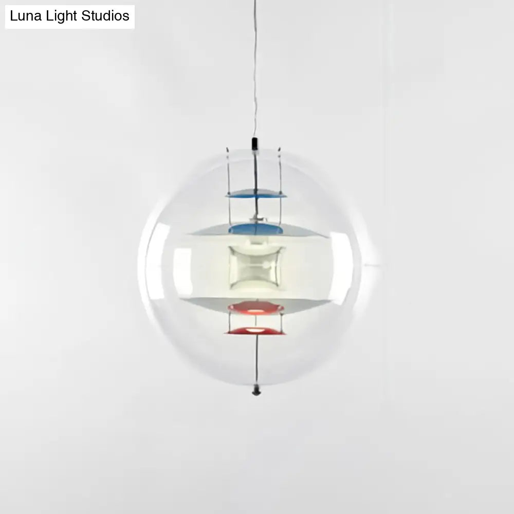 Clear Glass Pendant Light With Modern Styling And Layered Shade