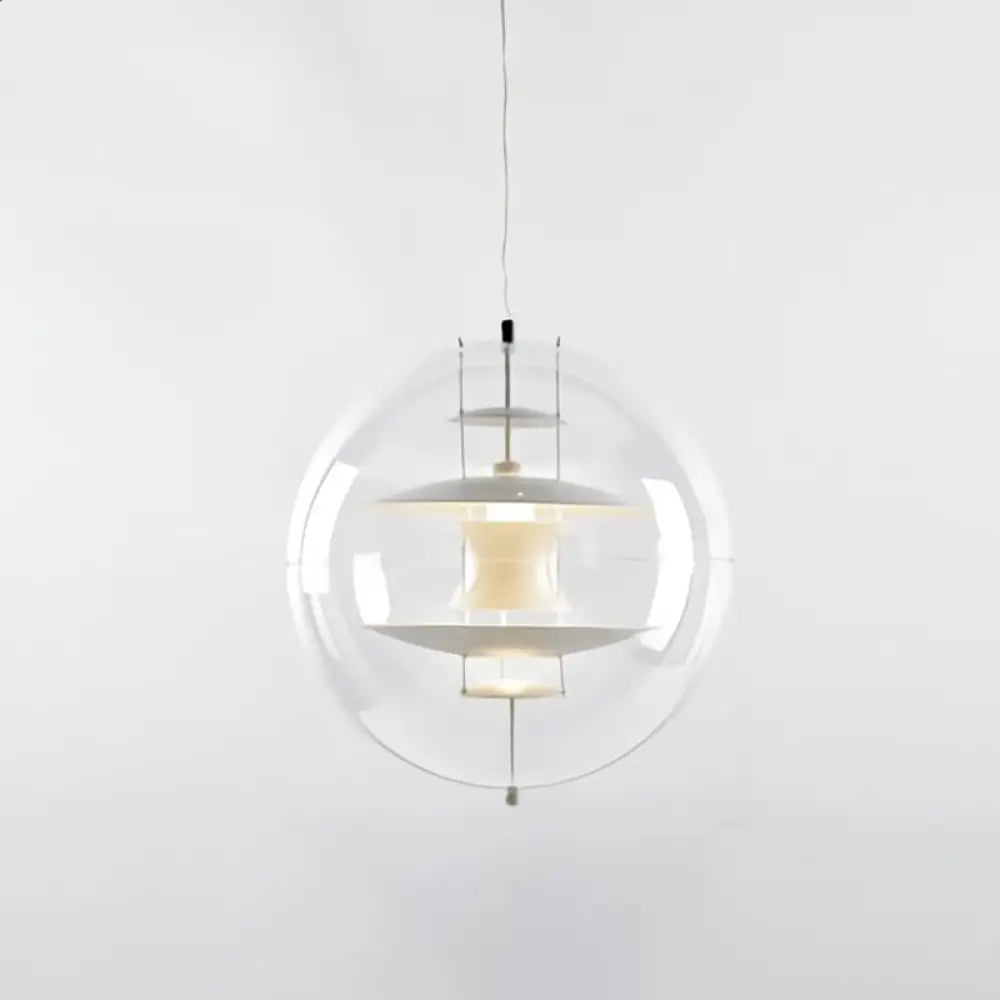 Clear Glass Pendant Light With Modern Styling And Layered Shade White