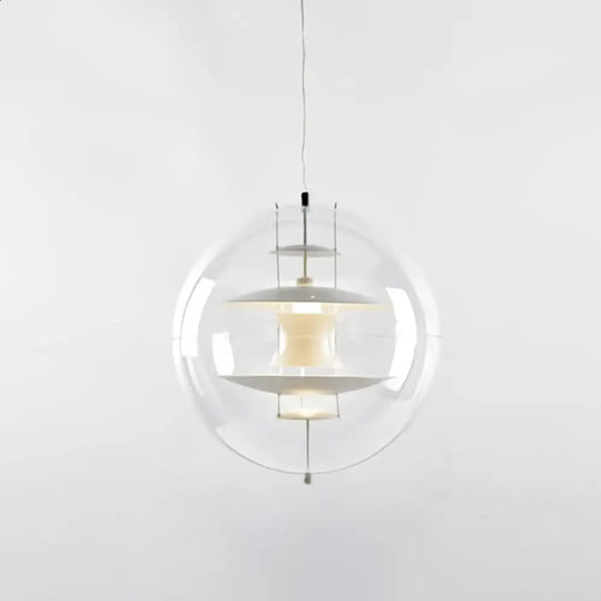 Clear Glass Pendant Light With Modern Styling And Layered Shade White