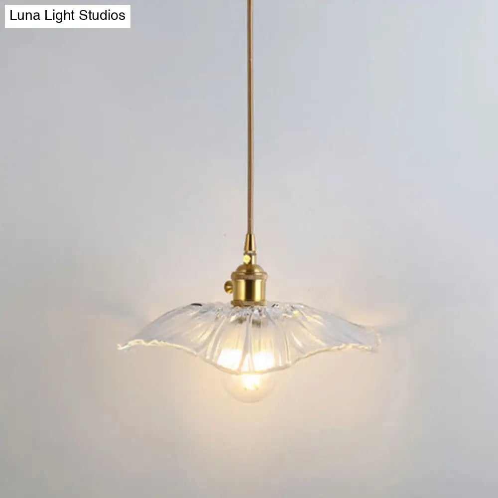 Shaded Pendant Light With Clear Textured Glass - Simplicity Series / B