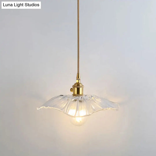 Shaded Pendant Light With Clear Textured Glass - Simplicity Series / B