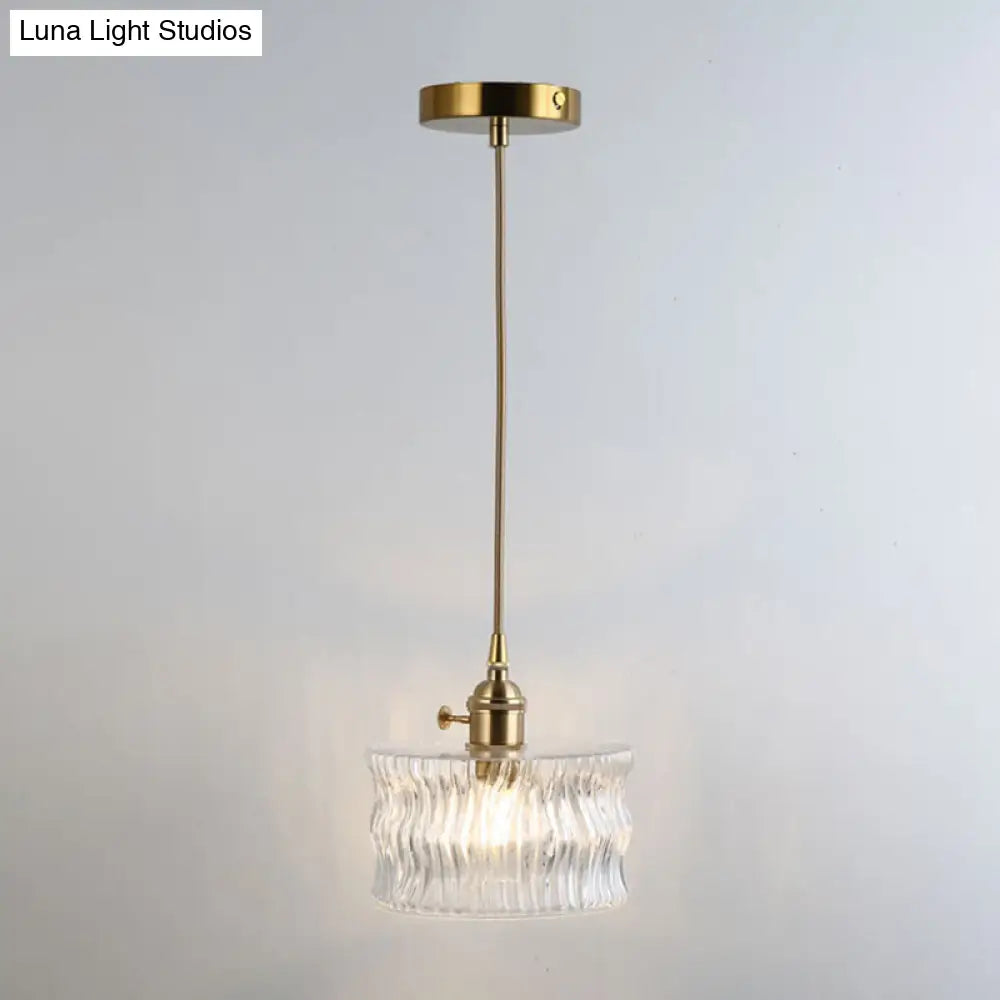 Shaded Pendant Light With Clear Textured Glass - Simplicity Series / Q