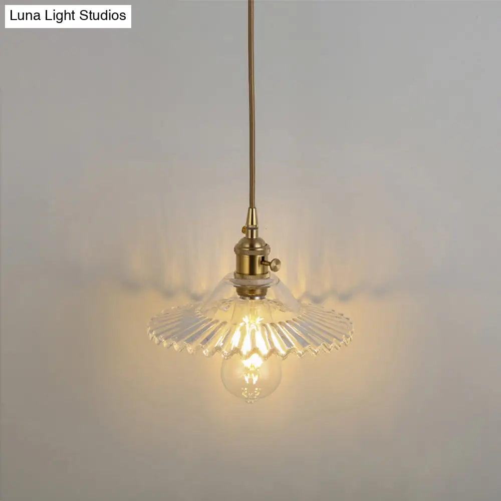 Shaded Pendant Light With Clear Textured Glass - Simplicity Series / E