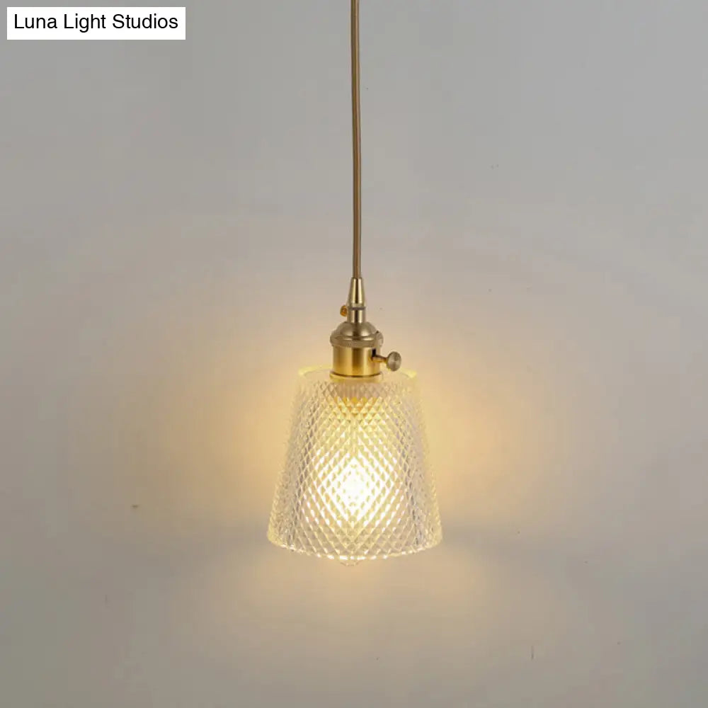 Shaded Pendant Light With Clear Textured Glass - Simplicity Series / A