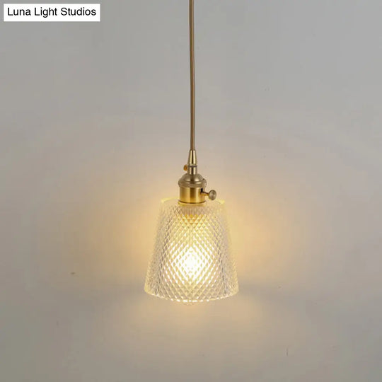 Shaded Pendant Light With Clear Textured Glass - Simplicity Series / A