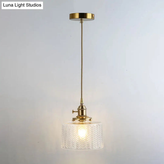 Shaded Pendant Light With Clear Textured Glass - Simplicity Series / S