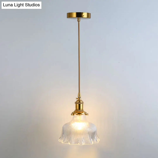 Shaded Pendant Light With Clear Textured Glass - Simplicity Series / D