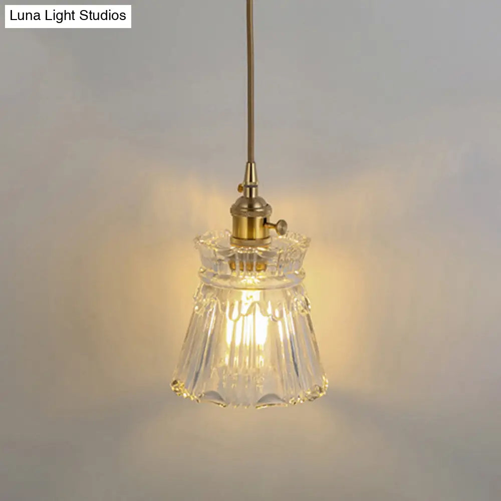 Shaded Pendant Light With Clear Textured Glass - Simplicity Series / C