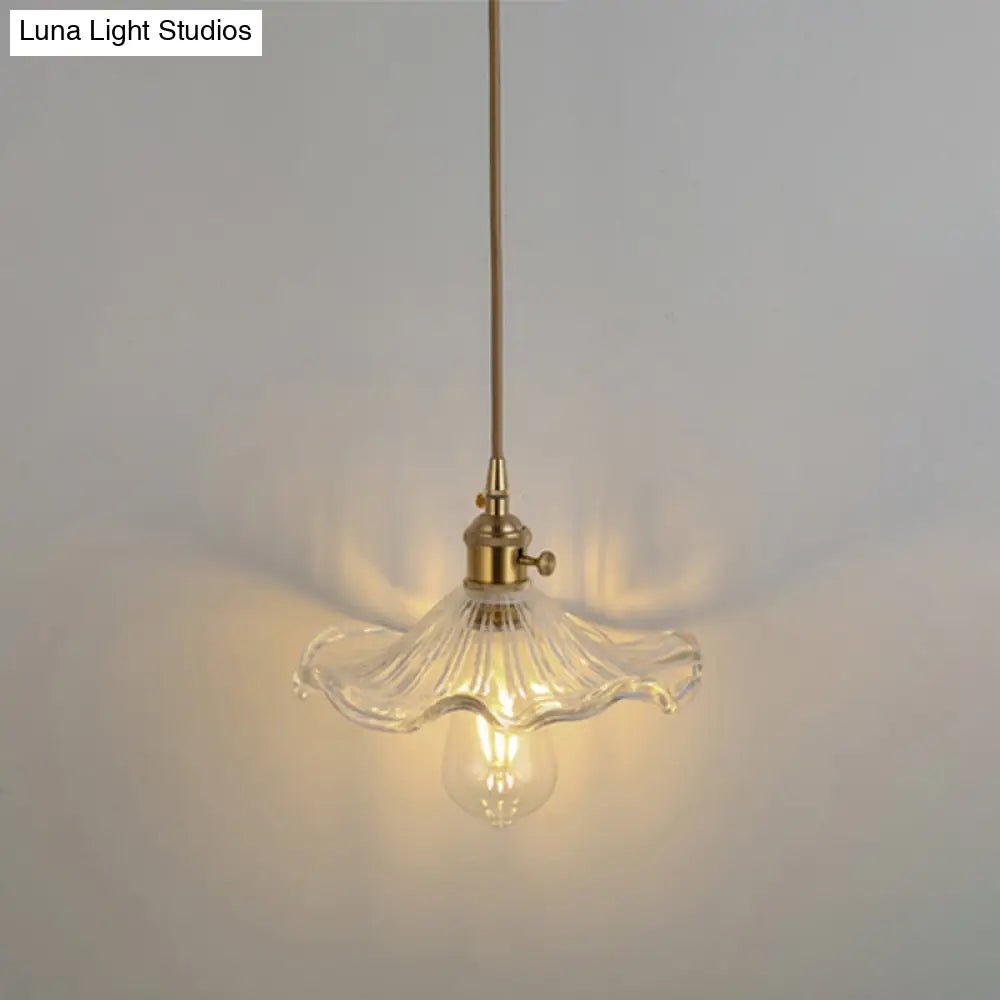 Shaded Pendant Light With Clear Textured Glass - Simplicity Series / H