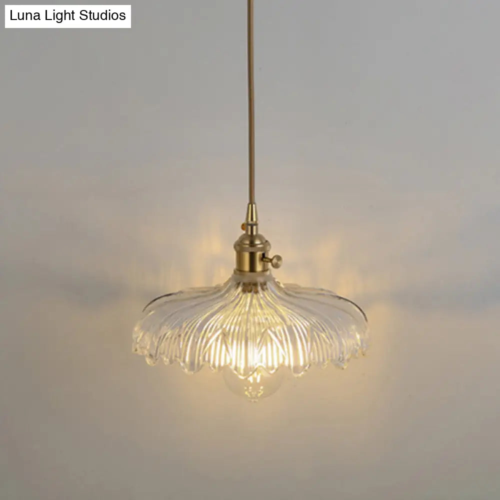 Shaded Pendant Light With Clear Textured Glass - Simplicity Series / J