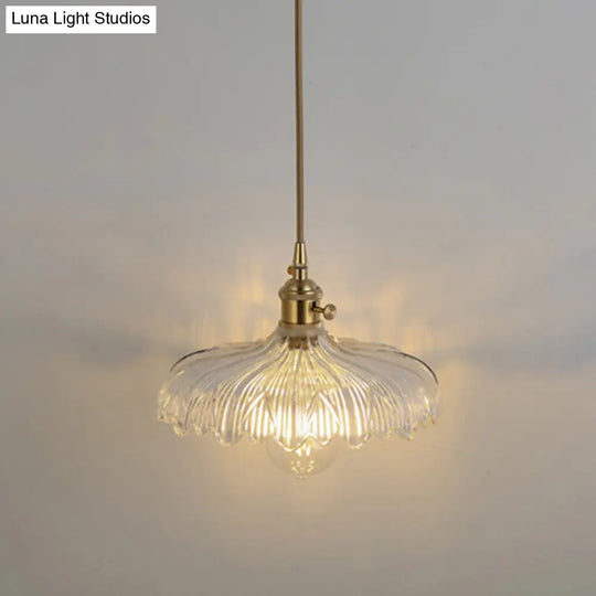 Shaded Pendant Light With Clear Textured Glass - Simplicity Series / J