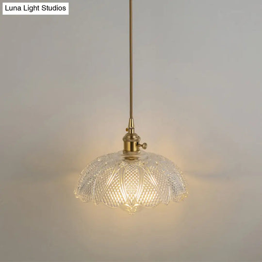 Shaded Pendant Light With Clear Textured Glass - Simplicity Series / L