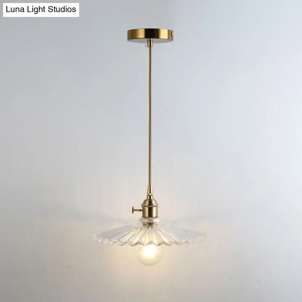 Shaded Pendant Light With Clear Textured Glass - Simplicity Series / U