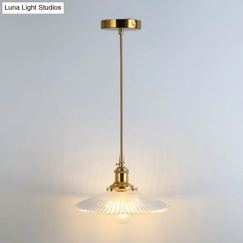 Shaded Pendant Light With Clear Textured Glass - Simplicity Series / G