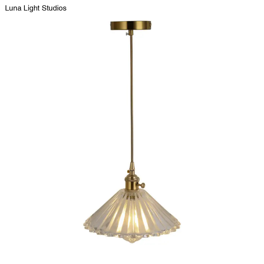 Clear Glass Pendant Lighting Fixture With Simplicity Shaded Hanging Light