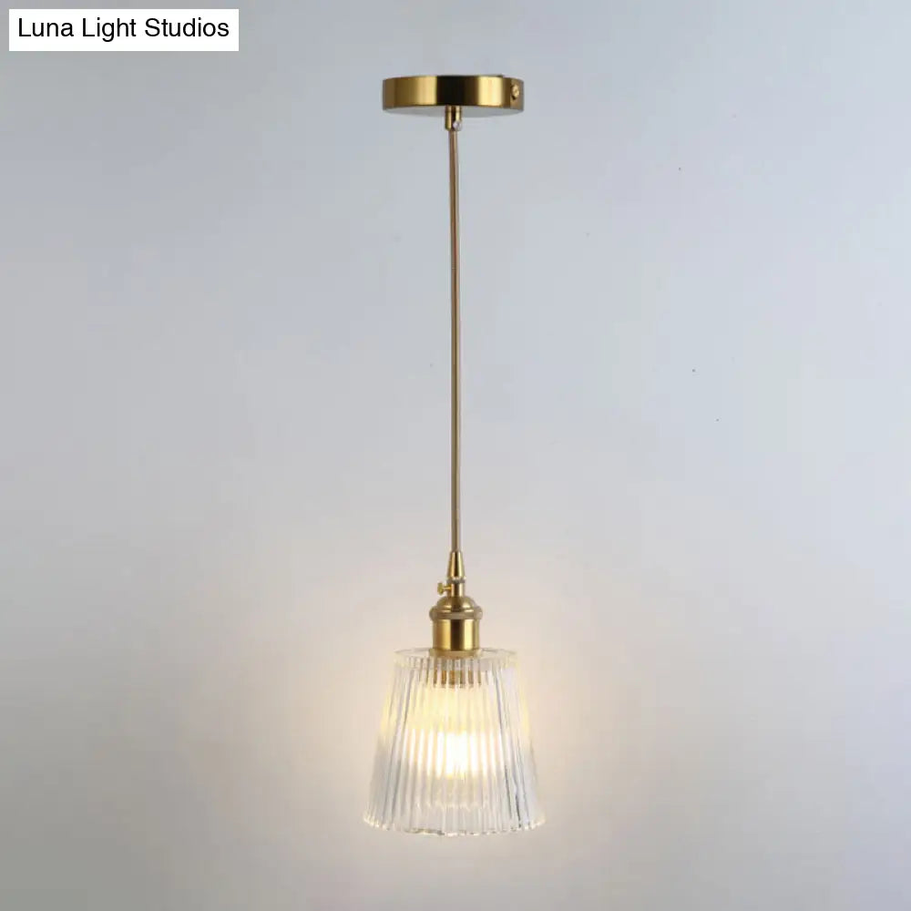 Shaded Pendant Light With Clear Textured Glass - Simplicity Series / O
