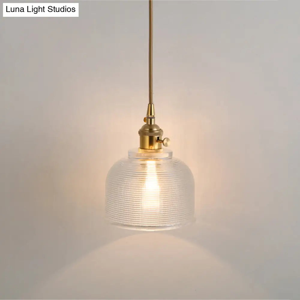 Shaded Pendant Light With Clear Textured Glass - Simplicity Series / T