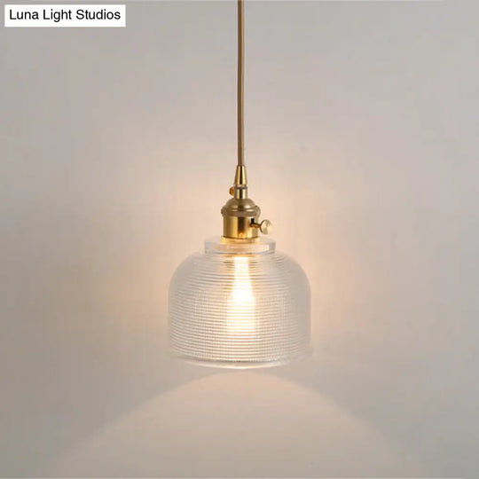 Shaded Pendant Light With Clear Textured Glass - Simplicity Series / T