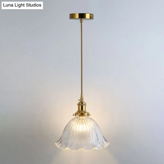 Shaded Pendant Light With Clear Textured Glass - Simplicity Series / F