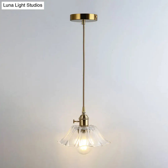 Shaded Pendant Light With Clear Textured Glass - Simplicity Series / W