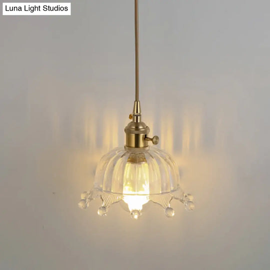 Shaded Pendant Light With Clear Textured Glass - Simplicity Series / N
