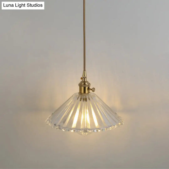 Shaded Pendant Light With Clear Textured Glass - Simplicity Series / I