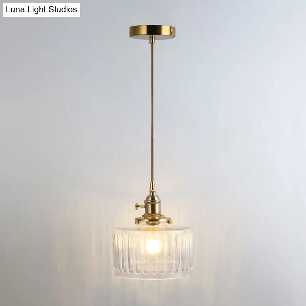 Shaded Pendant Light With Clear Textured Glass - Simplicity Series / R