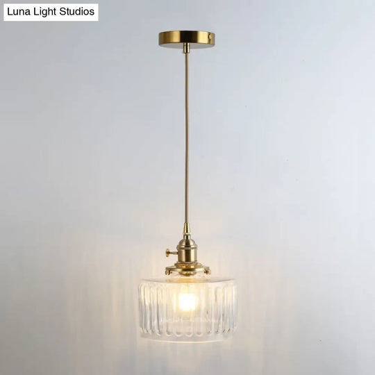 Shaded Pendant Light With Clear Textured Glass - Simplicity Series / R