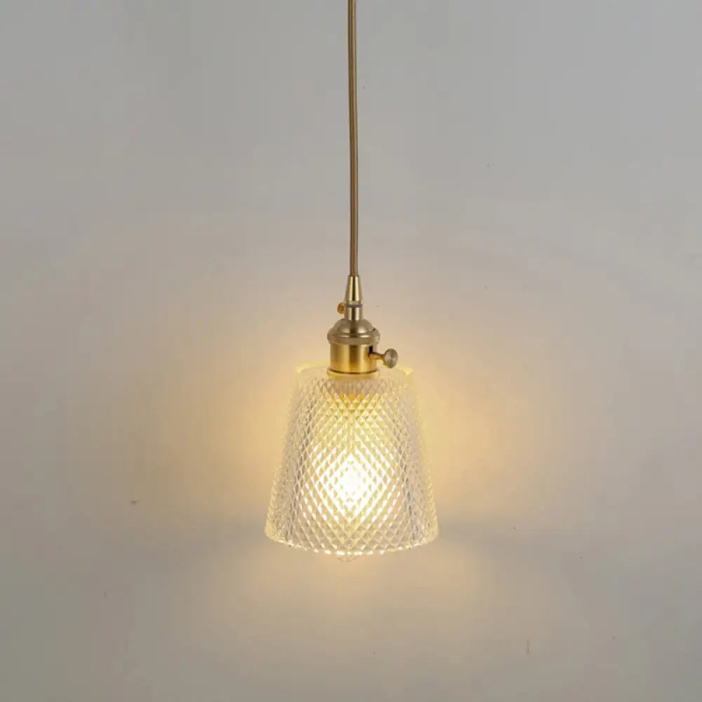 Clear Glass Pendant Lighting Fixture With Simplicity Shaded Hanging Light / A