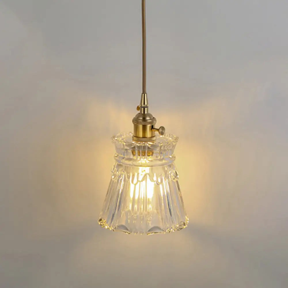 Clear Glass Pendant Lighting Fixture With Simplicity Shaded Hanging Light / C