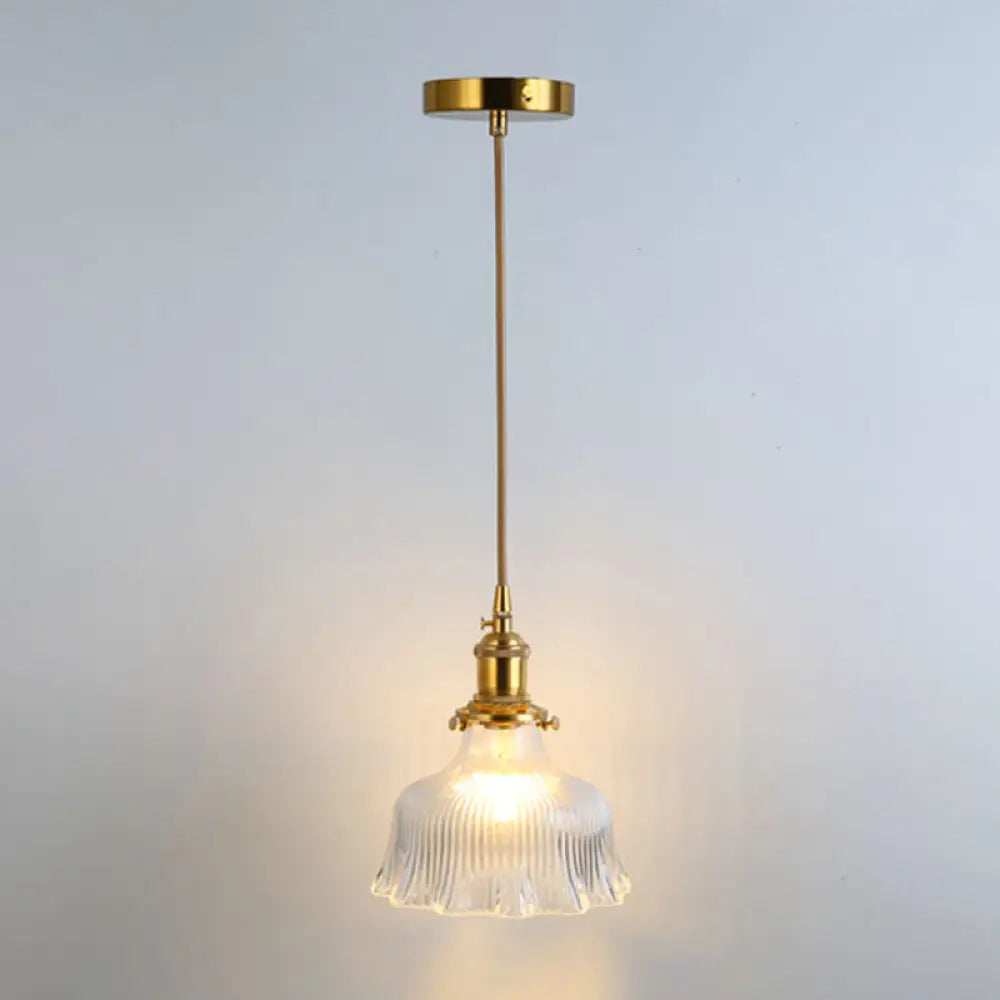 Clear Glass Pendant Lighting Fixture With Simplicity Shaded Hanging Light / D