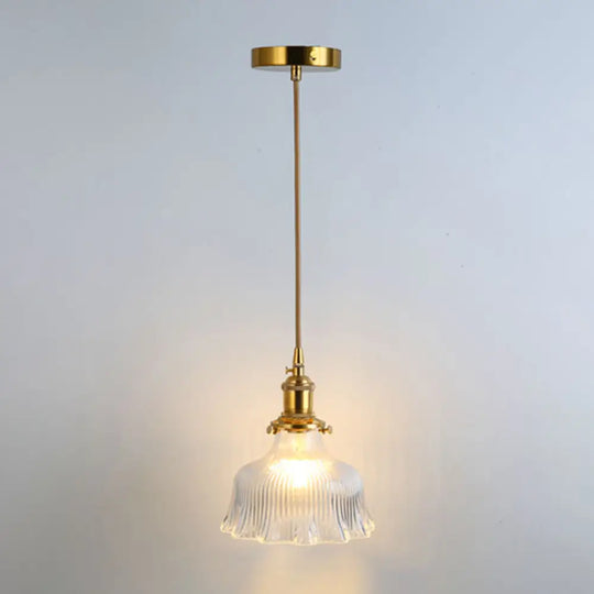 Clear Glass Pendant Lighting Fixture With Simplicity Shaded Hanging Light / D