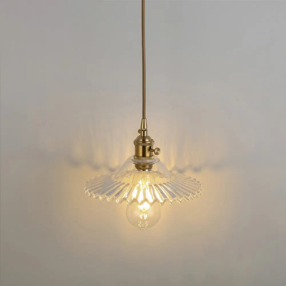 Clear Glass Pendant Lighting Fixture With Simplicity Shaded Hanging Light / E