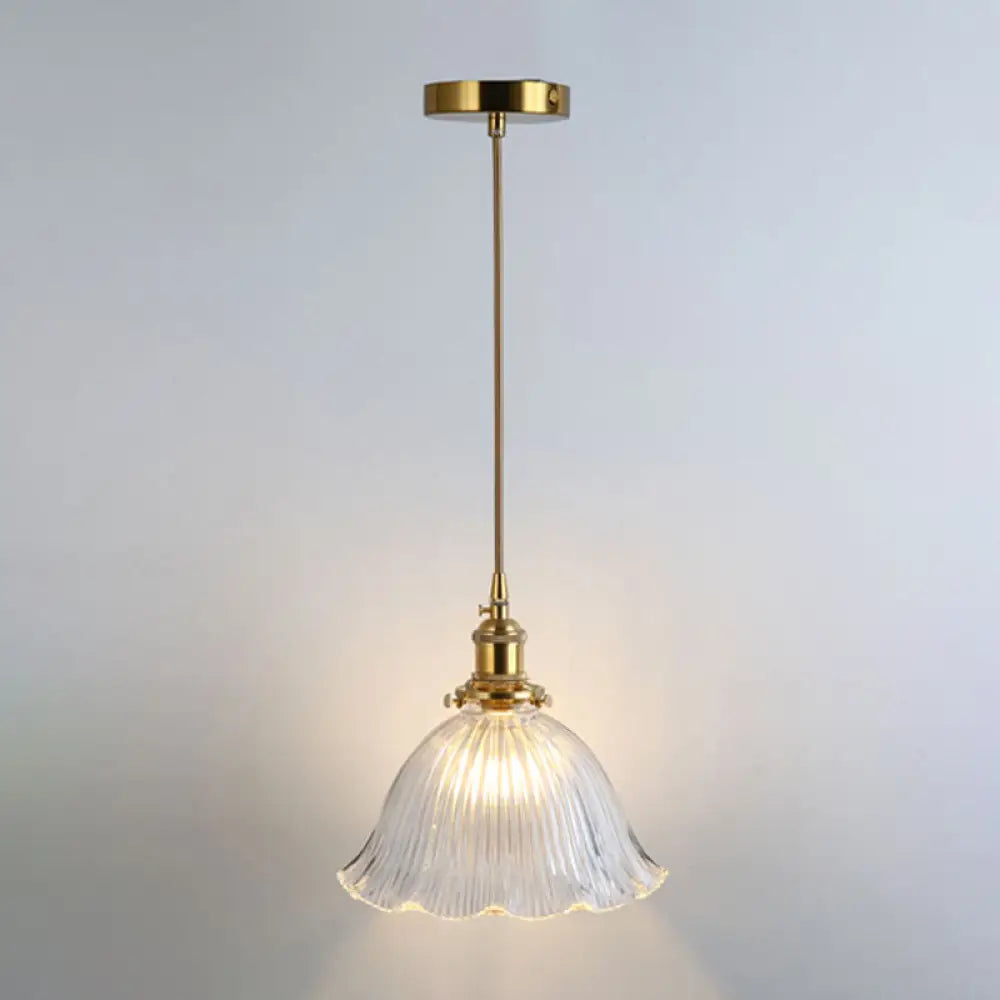 Clear Glass Pendant Lighting Fixture With Simplicity Shaded Hanging Light / F