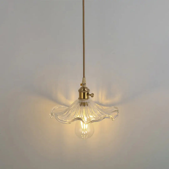 Clear Glass Pendant Lighting Fixture With Simplicity Shaded Hanging Light / H