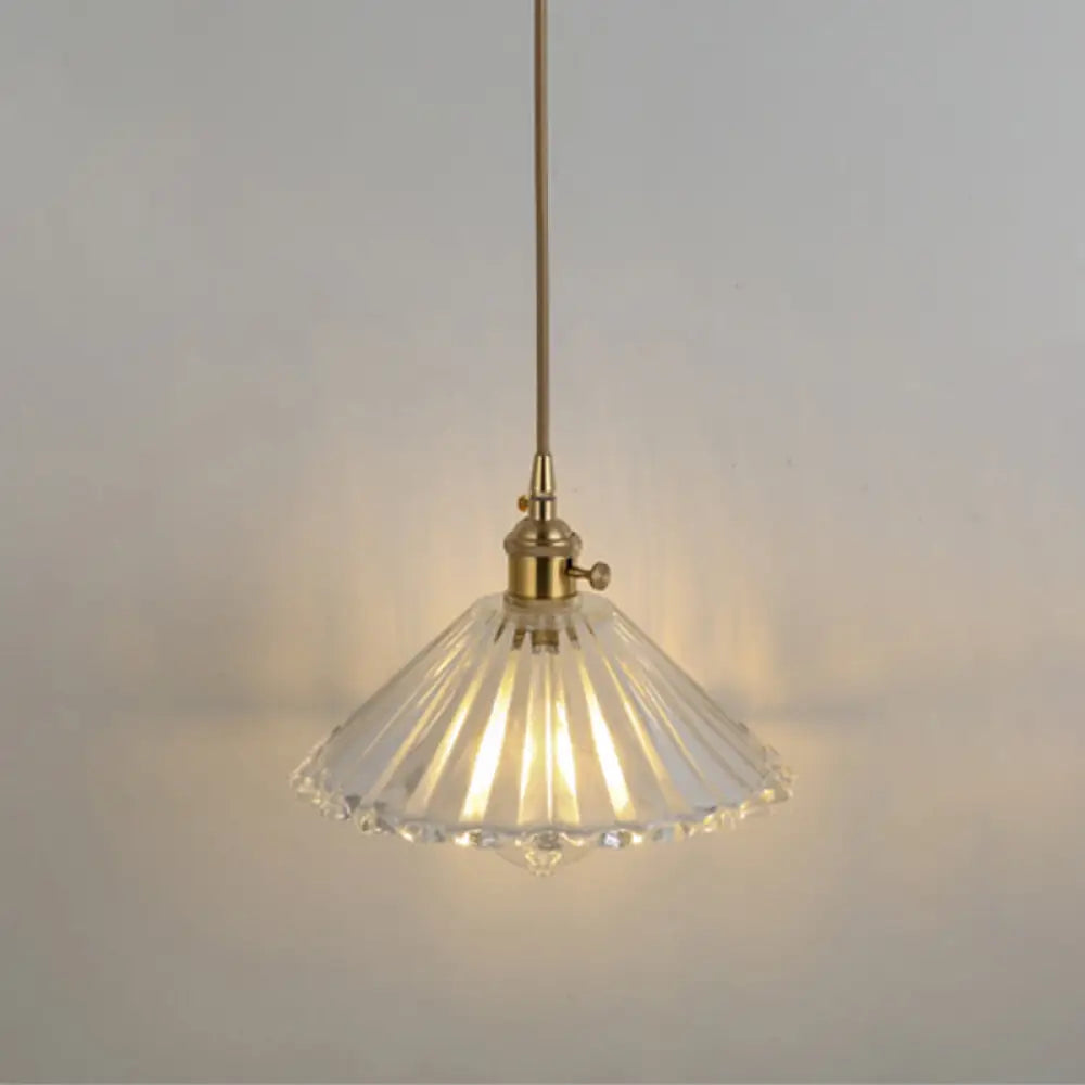 Clear Glass Pendant Lighting Fixture With Simplicity Shaded Hanging Light / I