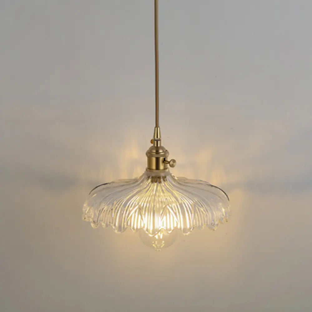 Clear Glass Pendant Lighting Fixture With Simplicity Shaded Hanging Light / J