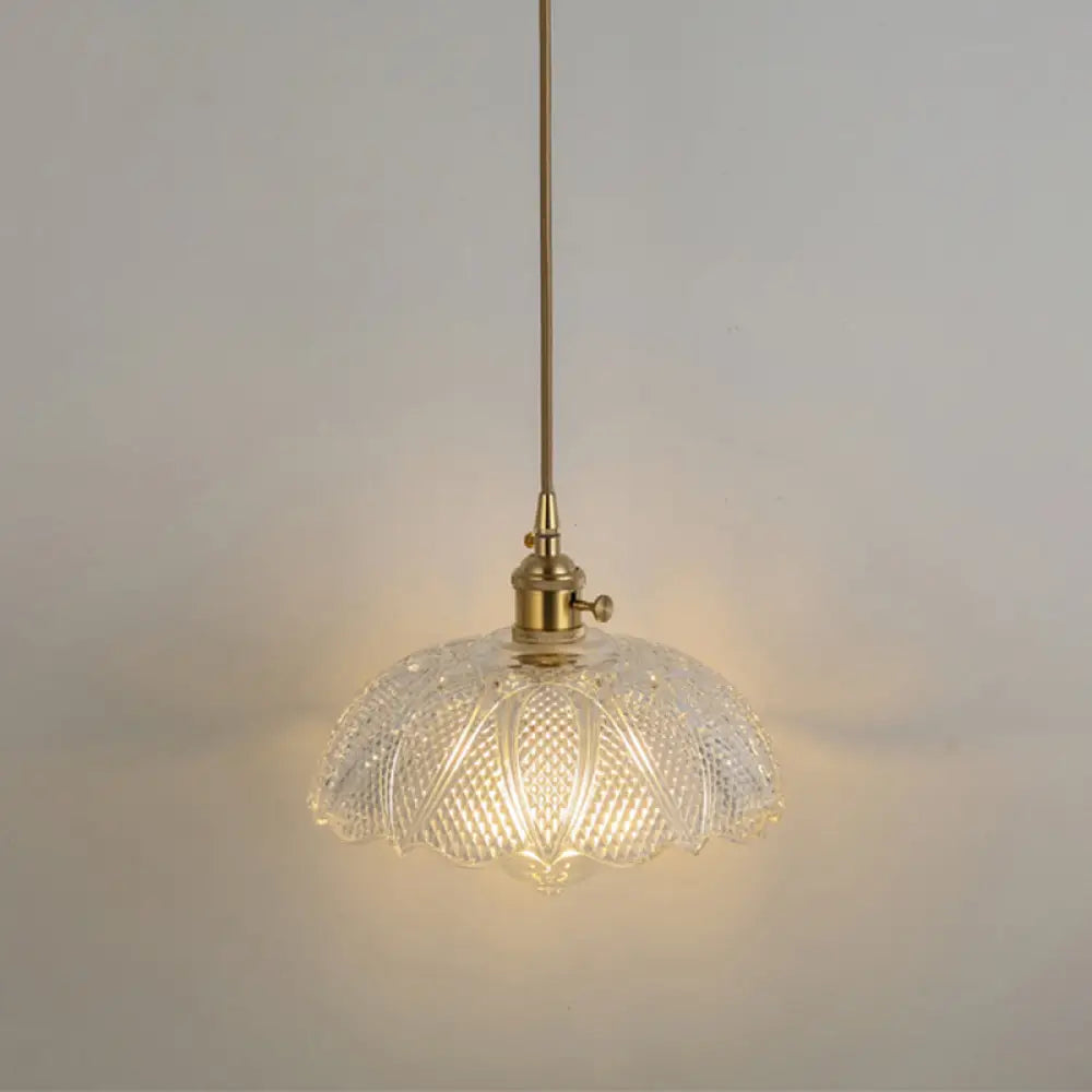 Clear Glass Pendant Lighting Fixture With Simplicity Shaded Hanging Light / L