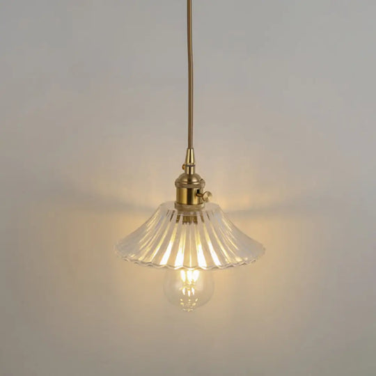 Clear Glass Pendant Lighting Fixture With Simplicity Shaded Hanging Light / M