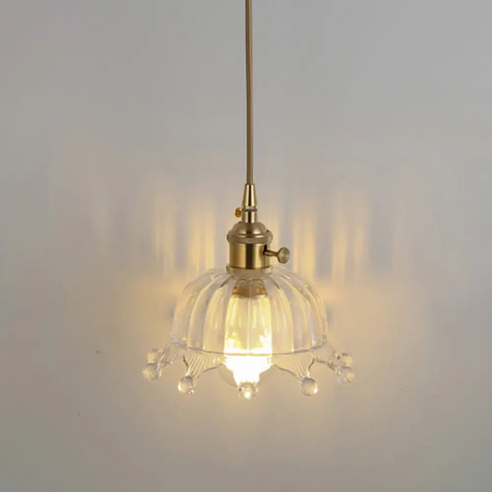 Clear Glass Pendant Lighting Fixture With Simplicity Shaded Hanging Light / N