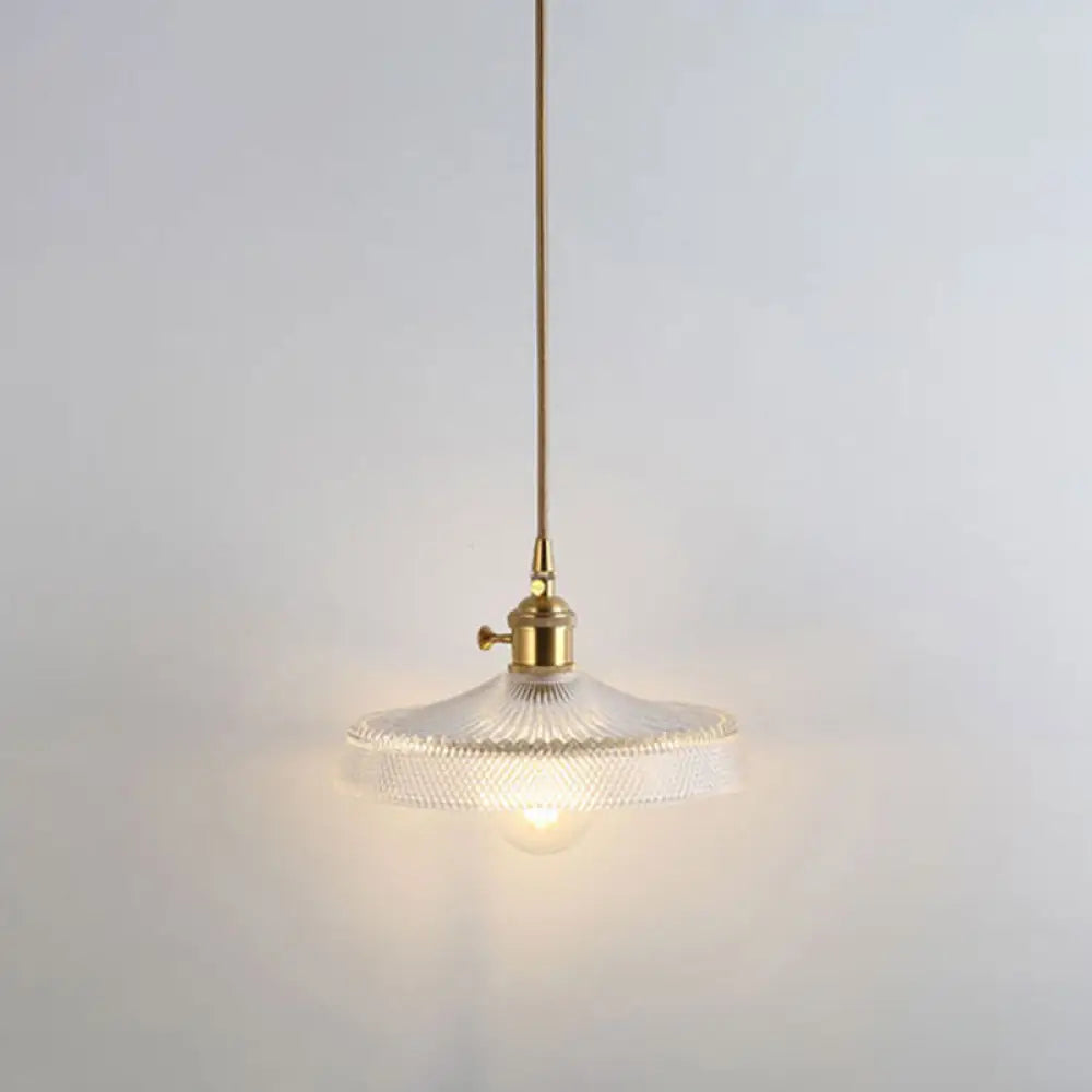 Clear Glass Pendant Lighting Fixture With Simplicity Shaded Hanging Light / P