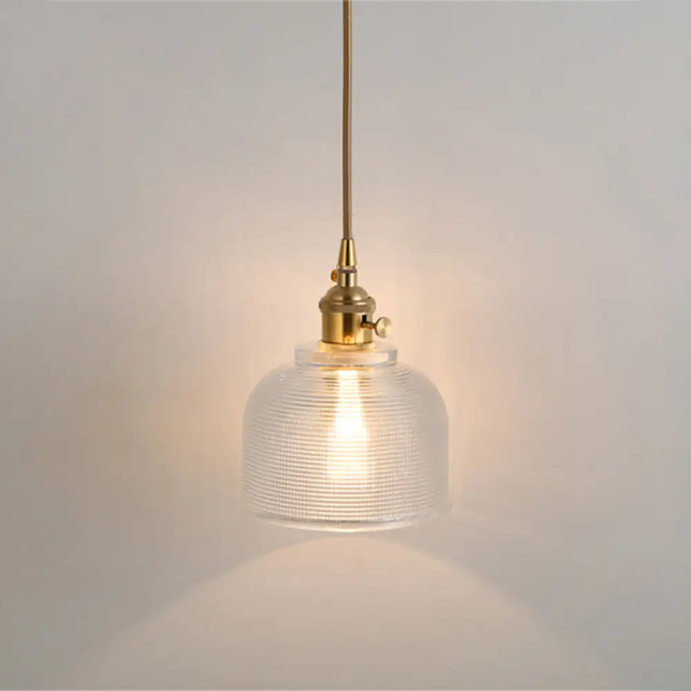 Clear Glass Pendant Lighting Fixture With Simplicity Shaded Hanging Light / T