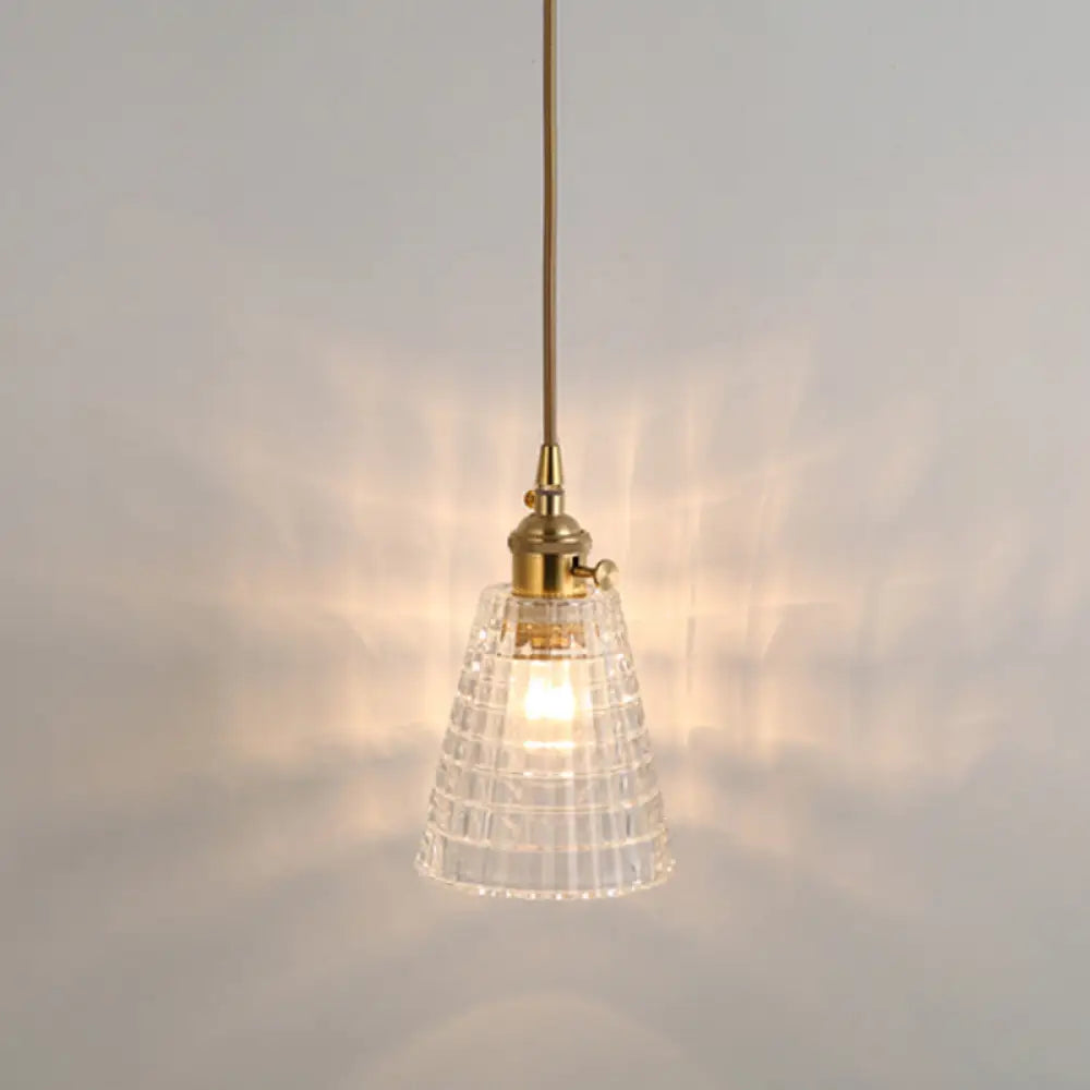 Clear Glass Pendant Lighting Fixture With Simplicity Shaded Hanging Light / V